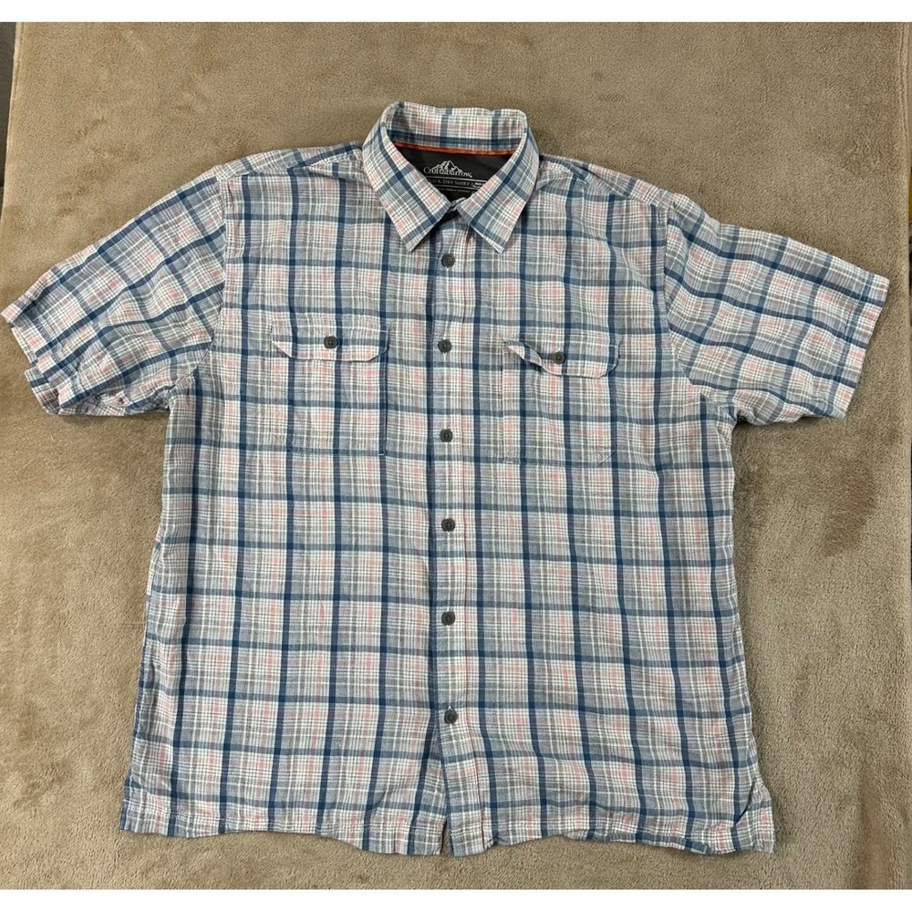 Croft & Barrow Quick-Dry Shirt Mens Size Large Blue Button Up Short Sleeve EUC